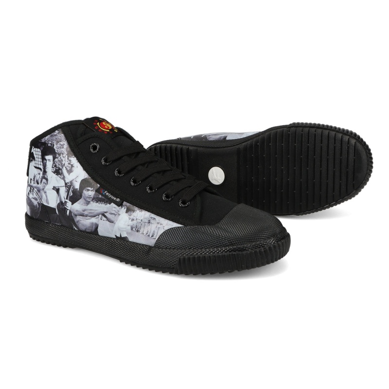 Black Men's Feiyue Bruce Lee 1920 Fe Mid Shoes | QmFSy8Vj