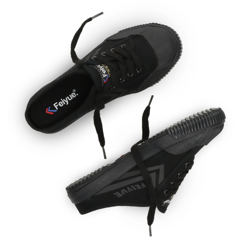 Black / Black Women's Feiyue Fe Lo Mule Shoes | Nsuf18Dq