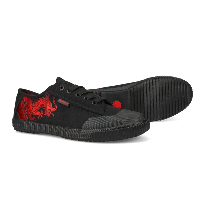 Black / Red Men's Feiyue Bruce Lee Dragon Fe Lo 1920 Shoes | 4VMSLur4