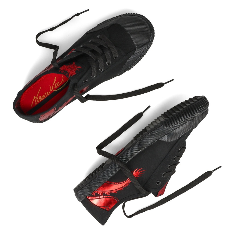 Black / Red Men's Feiyue Bruce Lee Dragon Fe Lo 1920 Shoes | 4VMSLur4